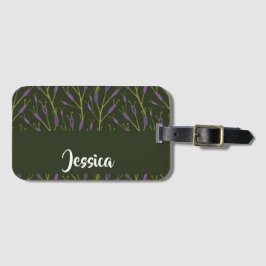 Purple and brown floral branches pattern gepäckanhänger