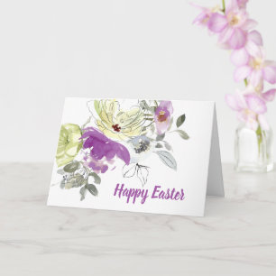 Purple and Cream floral Happy Easter Karte