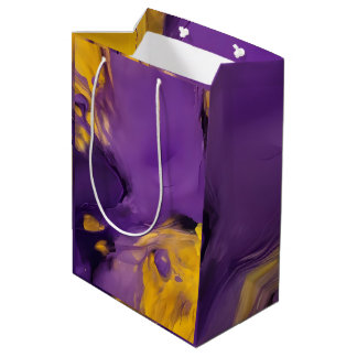 Purple and Gold Abstract Mittlere Geschenktüte