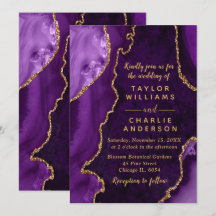 Purple and Gold Agate Marble Wedding