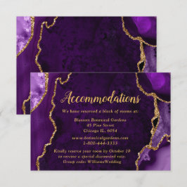Purple and Gold Agate Wedding Accommodations Begleitkarte