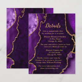 Purple and Gold Agate Wedding Details Begleitkarte