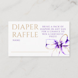 Purple and Gold Bow Diaper Raffle Ticket Begleitkarte