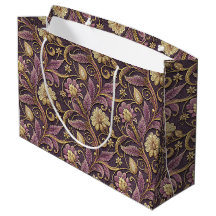 Purple And Gold Embossed Flowers Pattern