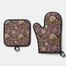 Purple And Gold Embossed Flowers Pattern