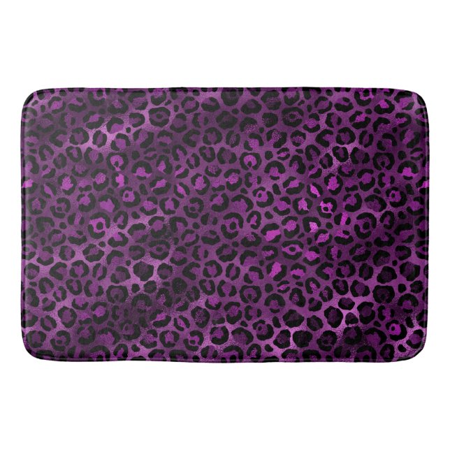 Purple and Gold Leopard Series Design 3 Badematte (Vorderseite)