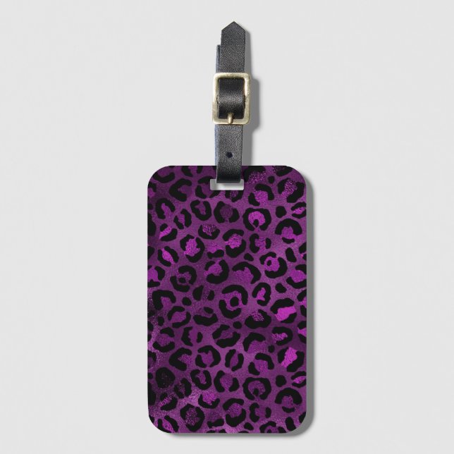 Purple and Gold Leopard Series Design 3 Gepäckanhänger (Vorderseite Vertikal)