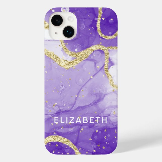 purple and gold marble glitter personalized  Case-Mate iPhone hülle (Rückseite)