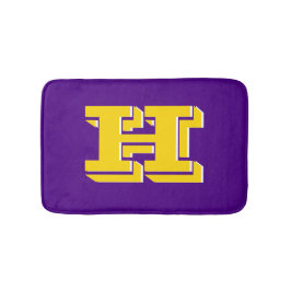 Purple and Gold Varsity Letter Style Monogram Badematte