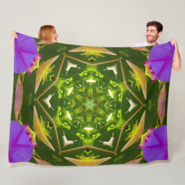 PURPLE AND GREEN ABSTRACT DRAWING. SAMER BRASIL. 4 FLEECEDECKE