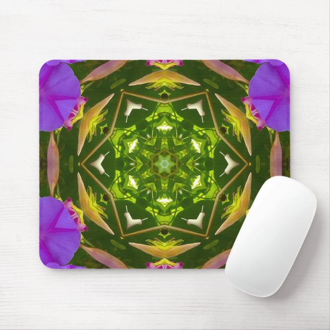 PURPLE AND GREEN ABSTRACT DRAWING. SAMER BRASIL. 4 MOUSEPAD (Mit Mouse)