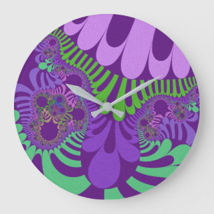 Purple and Green Mod Große Wanduhr