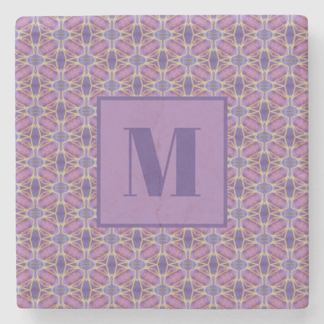 Purple and Lavender Initial Stone Coaster Steinuntersetzer (Vorderseite)