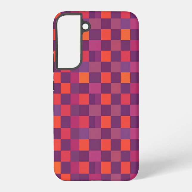 Purple and Red Checkered Geometric Pattern Samsung Galaxy Hülle (Rückseite)