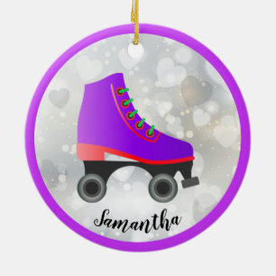 Purple and Red Roller Skate Design Ornament