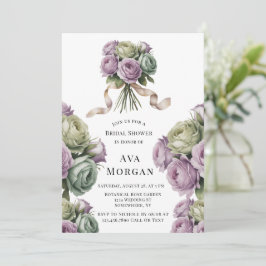 Purple and Sage Green Roses Bridal Shower Einladung
