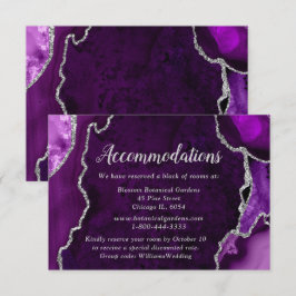 Purple and Silver Agate Wedding Accommodations Begleitkarte