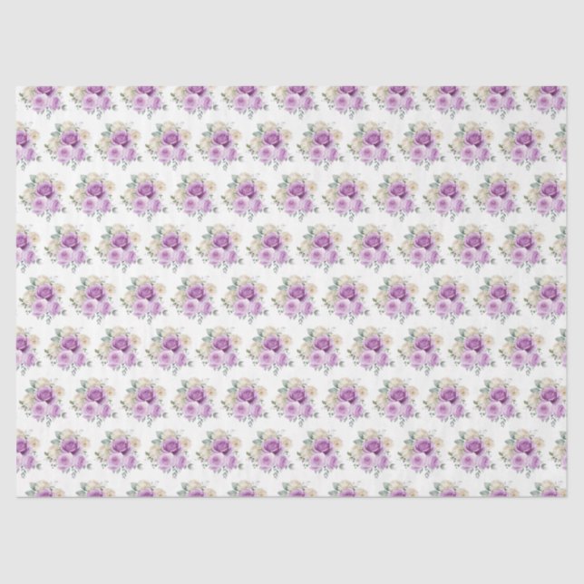 Purple and Silver Elegant Flowers Seidenpapier (Vorderseite)