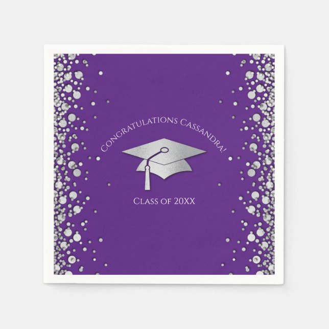 Purple and Silver Graduation Serviette (Vorderseite)