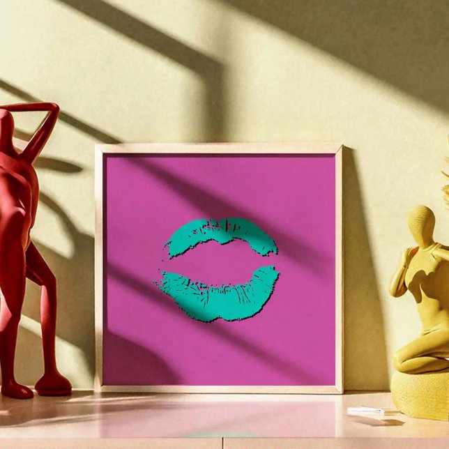 Purple and Turquoise Kissing Lips Poster (Von Creator hochgeladen)