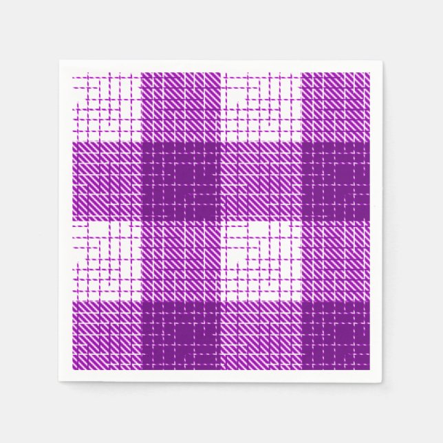 Purple and White Bold Checkered Plaid Design  Serviette (Vorderseite)