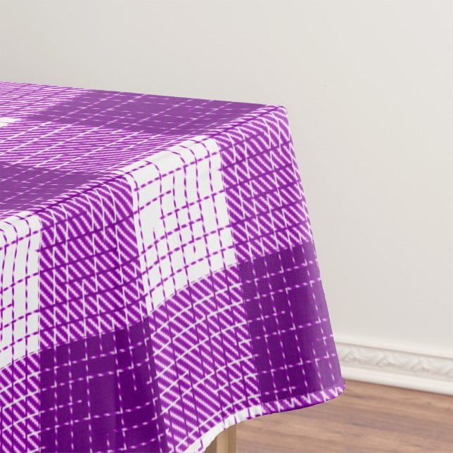 Purple and White Bold Checkered Plaid Design  Tischdecke (Von Creator hochgeladen)