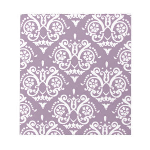 Purple and White Elegant Damask Notizblock