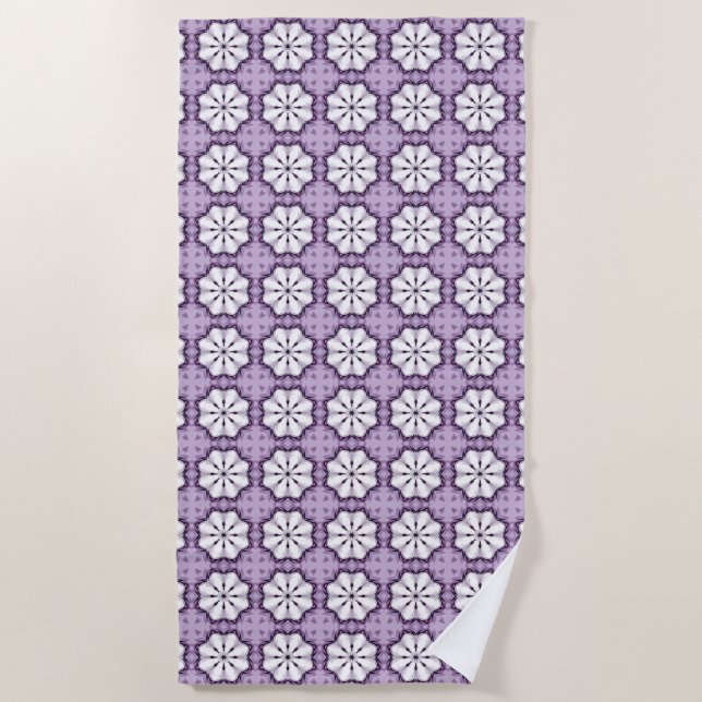 Purple and white floral patterned strandtuch (Vorderseite)
