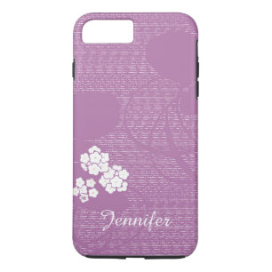 Purple and White Flowers Minimalist, Script Name Case-Mate iPhone Hülle