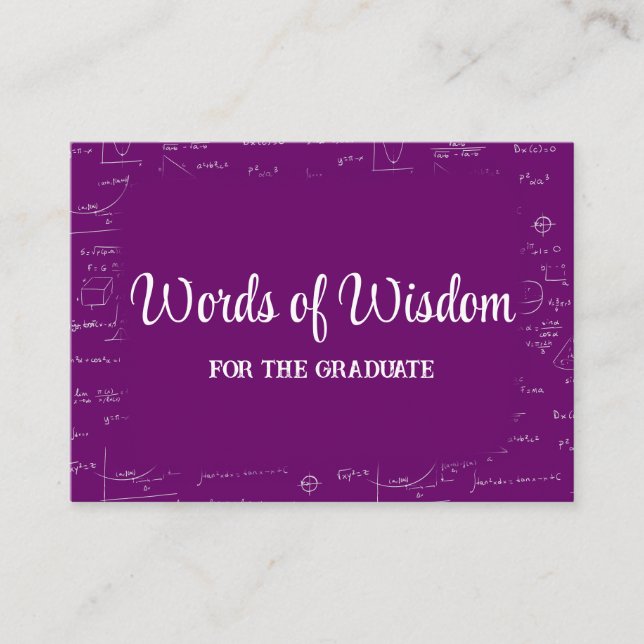 Purple and White Graduate Words of Wisdom Advice Begleitkarte (Vorderseite)