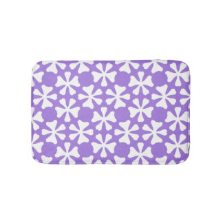 Purple and White Modern Geometric Floral Pattern Badematte