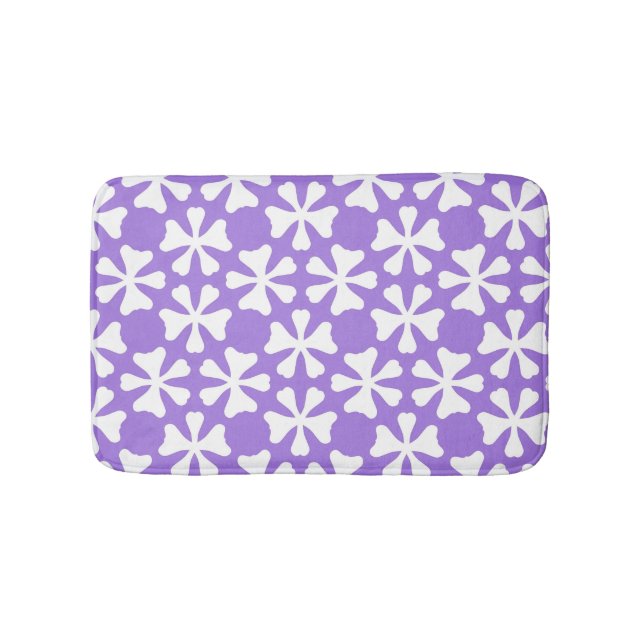 Purple and White Modern Geometric Floral Pattern Badematte (Vorderseite)