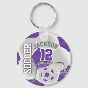 Purple and White Soccer ⚽ Ball  Sport Schlüsselanhänger