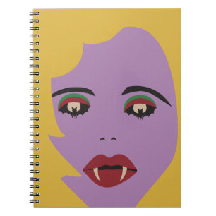 Purple and Yellow Bat Eyes Vampire Chick Vintage Notizblock