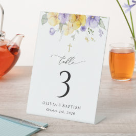 Purple and Yellow Flowers, Baptism Table Numbers Sockelschild