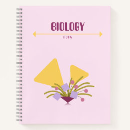 Purple and yellow Notebook with geometric flowers  Notizbuch