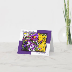 Purple and Yellow Pansies Personalized Note Card Karte