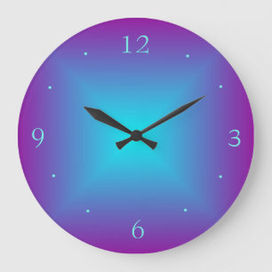 Purple/Aqua Illuminated Printed Design Wall Clock Große Wanduhr