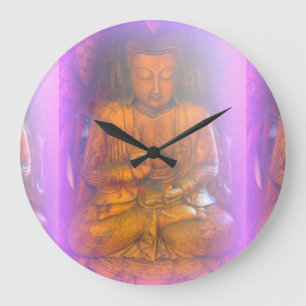 purple aura buddha clock große wanduhr
