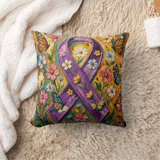 Purple Awareness Ribbon Fibro Kissen