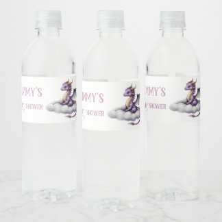 Purple Baby Dragon Water Bottle Labels - Whimsical Wasserflaschenetikett