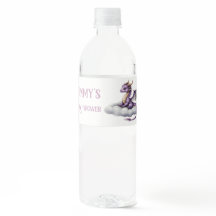 Purple Baby Dragon Water Bottle Labels - Whimsical