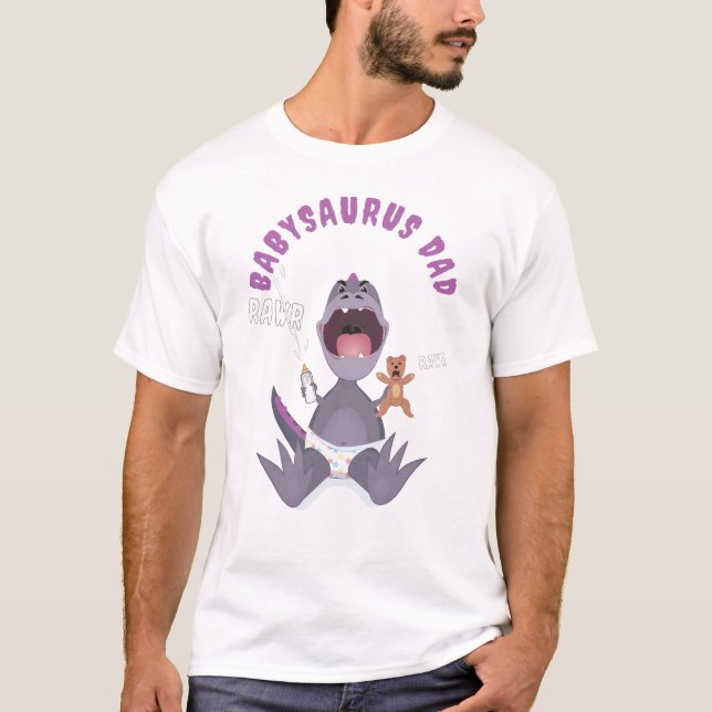 Purple Babysaurus Dad T-rex  T-Shirt (Vorderseite)
