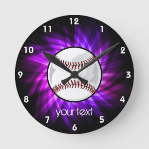 Purple Baseball; Softball Runde Wanduhr