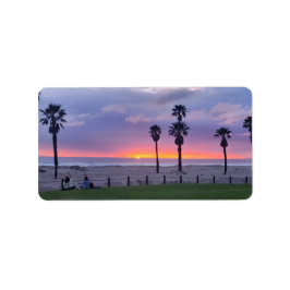 Purple Beach Sunset Adressaufkleber