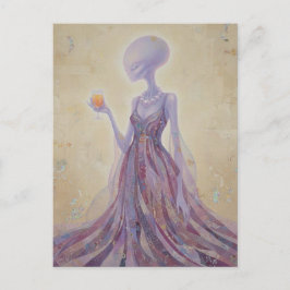 Purple Beautiful Alien Lady With Orange Juice Postkarte
