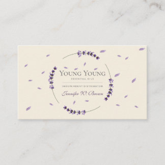 Purple beige Lavender Circle Frame Essential Oils Visitenkarte