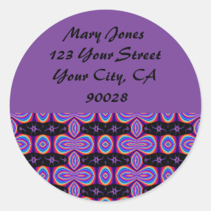 Purple Black Address Labels Runder Aufkleber