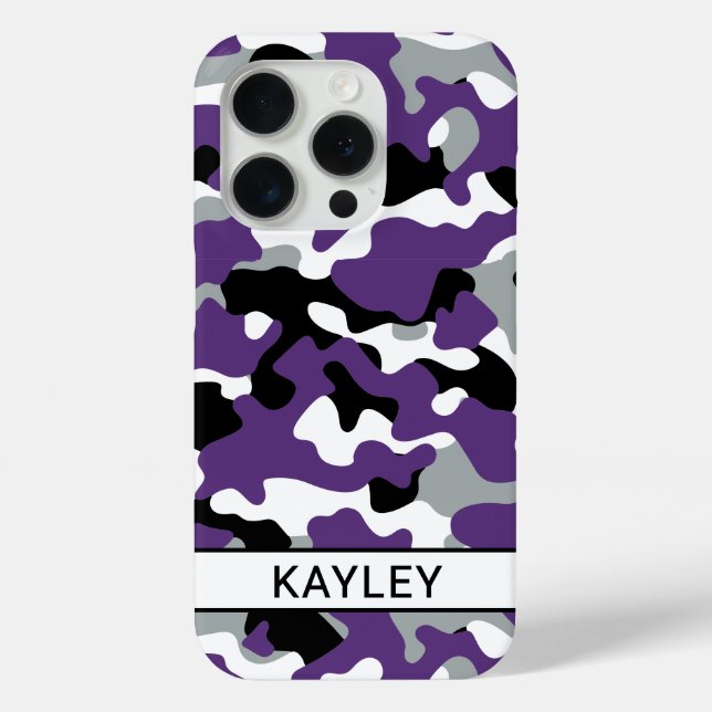 Purple Black Camouflage Personalized Case-Mate iPhone Hülle (Rückseite)