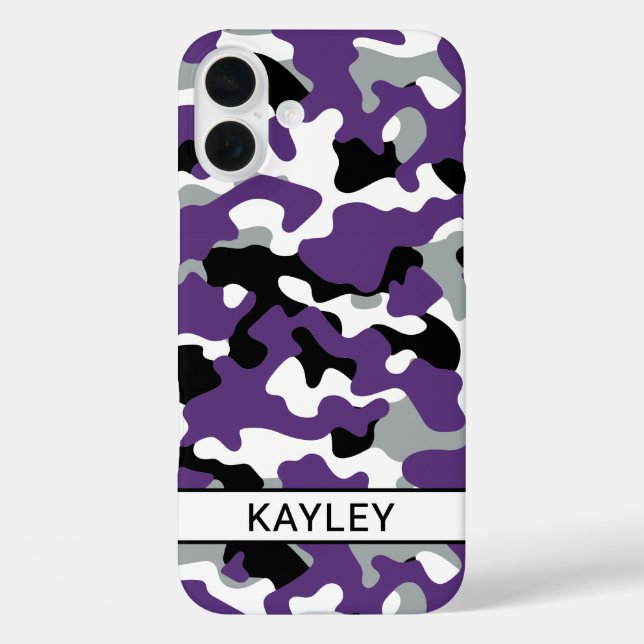 Purple Black Camouflage Personalized Case-Mate iPhone Hülle (Rückseite)